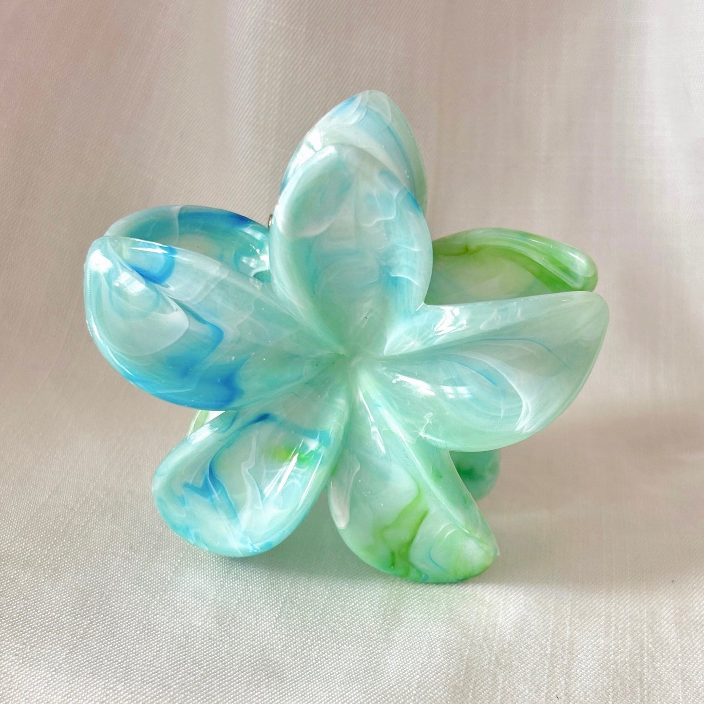 Prensa Flor Hawaiana Veteada (Celeste-Verde)