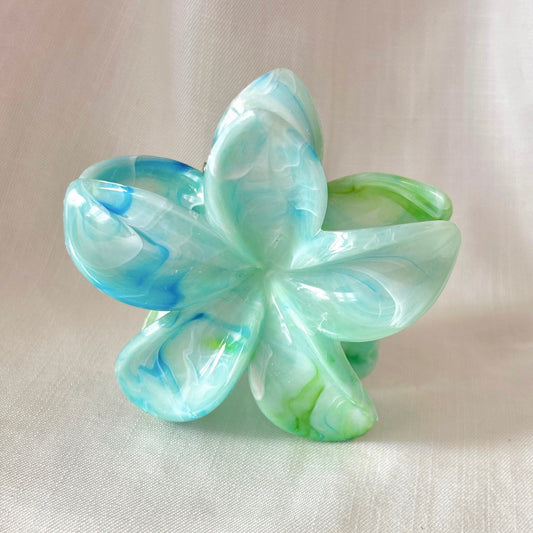Prensa Flor Hawaiana Veteada (Celeste-Verde)